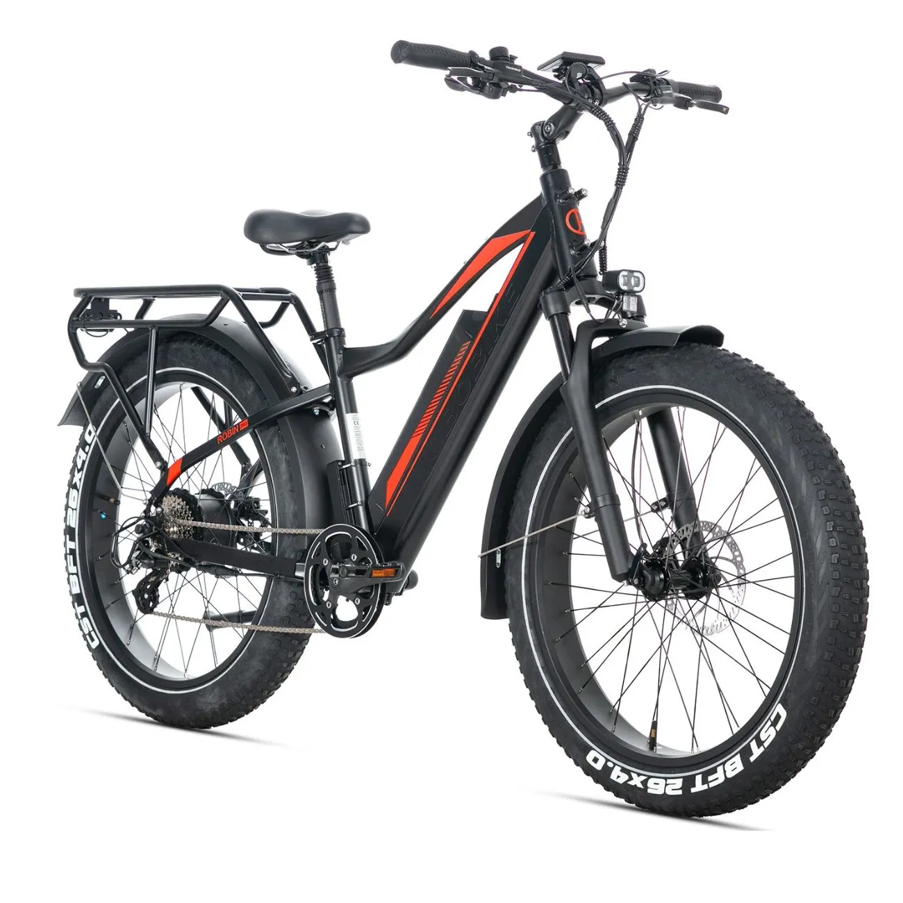 JOBOBIKE Robin – Powerful and versatile all-terrain electric fatbike, Black/Red (high frame version)